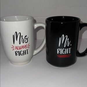 Mr. and Mrs. Right Mug‎ Set - Black and White